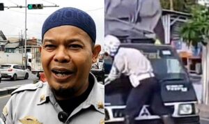 Petugas Dishub Depok Mengalami Cibiran Saat Bergelantungan di Mobil Pikap