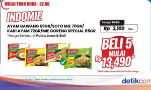 Hebat! Dapatkan 5 Bungkus Mie Instan Hanya Rp 13 Ribuan di Transmart Full Day Sale