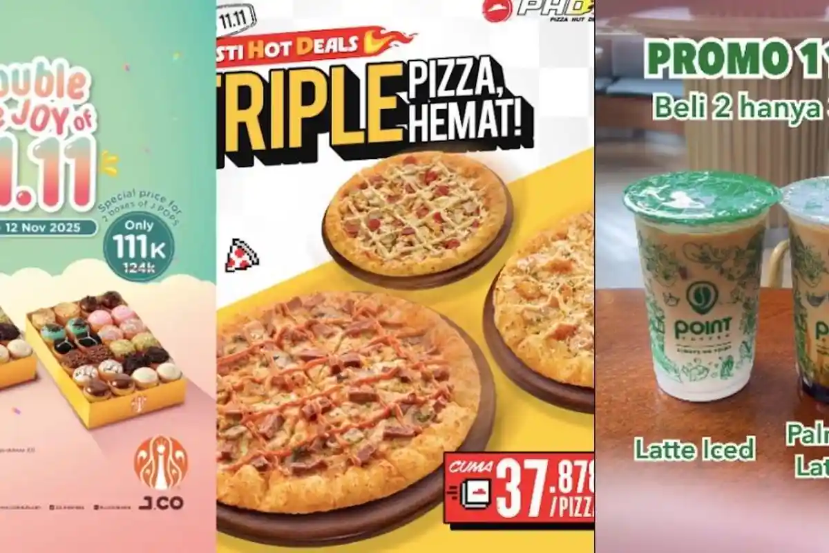 Promo Spesial 11.11: Nikmati Diskon Makanan & Minuman dari JCO, PHD, Wingstop, dan Point Coffee